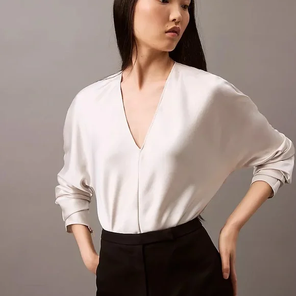 Satin V-Neck Blouse - Picture 6 of 12
